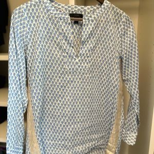 JCREW BLOUSE WITH CHAMPAGNE METALLIC STRIPE SIZE 0P